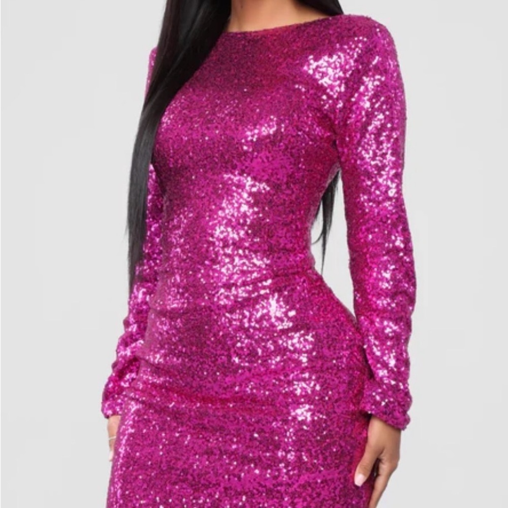 Fashion Nova Sequin Pink Dress